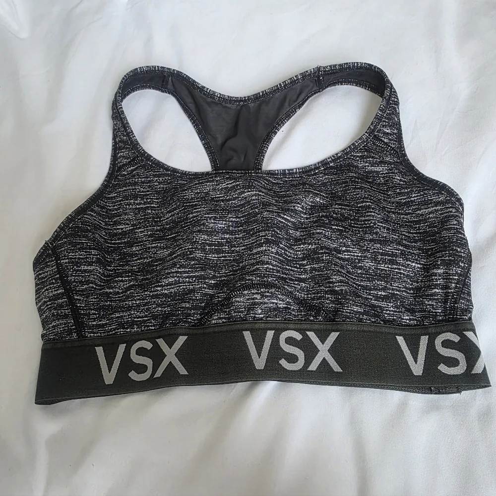 VSX Gray Heathered Patterned Racer Back Sports Bra Size Large